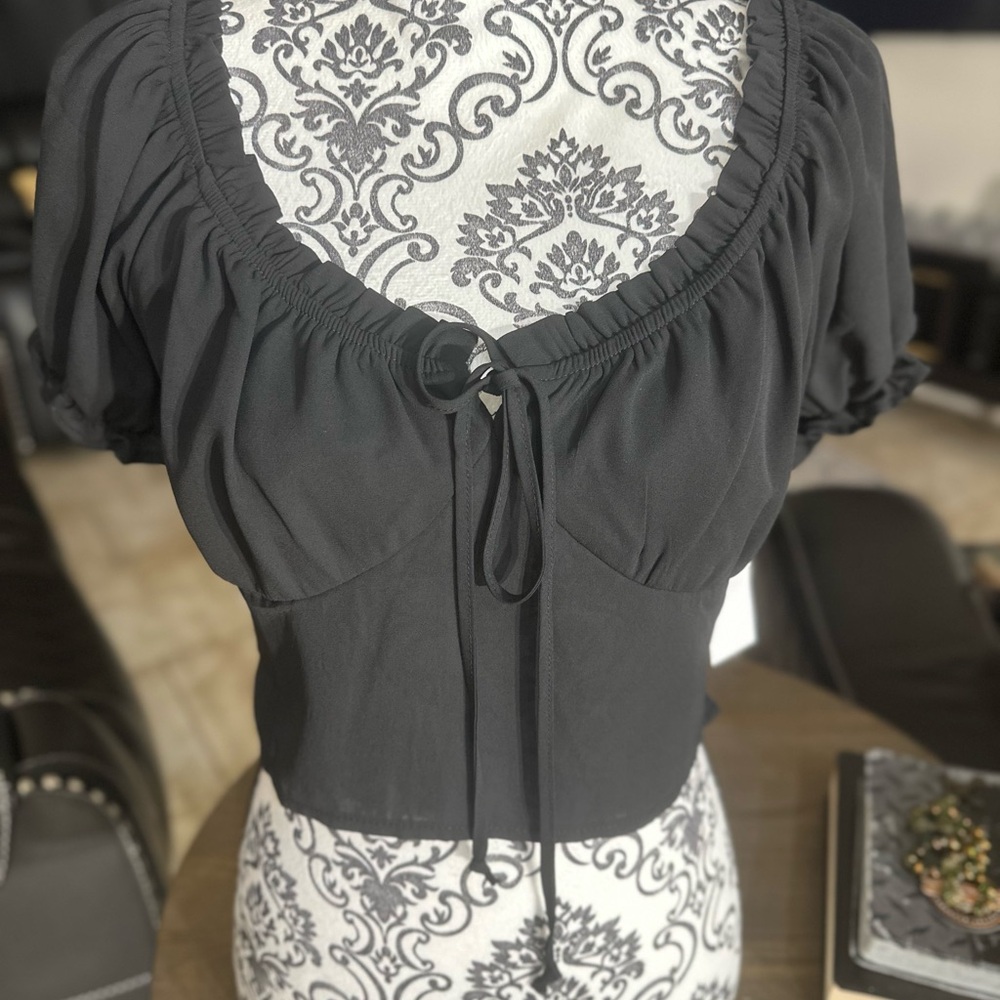 Tenda Black Ruched Women's Blouse